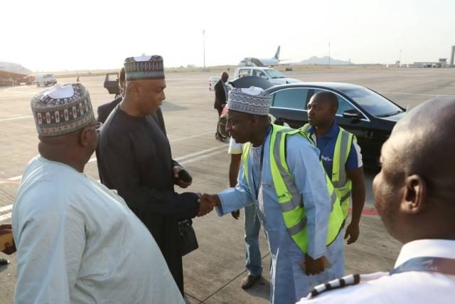 Senator Bukola Saraki departs Nigeria aboard Arik Air to address Ghanaian Parliament on Good Governance in Africa