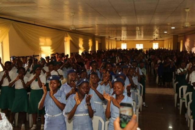 Student participants give Yeye Adenike Adebutu standing ovation after her speech