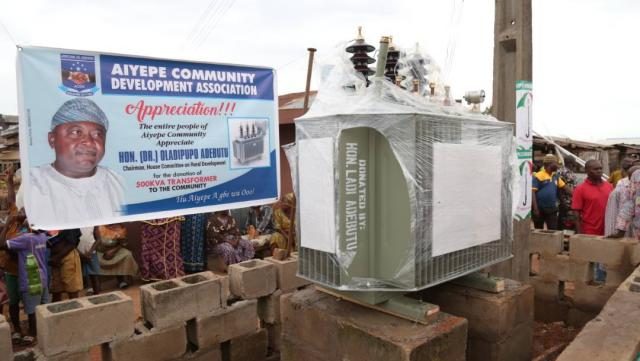 The 500KVA transformer donated to jumpstart commercial and domestic activities in Aiyepe