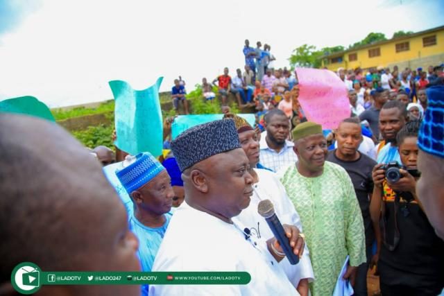 Hon Ladi Adebutu addressing the people at the event