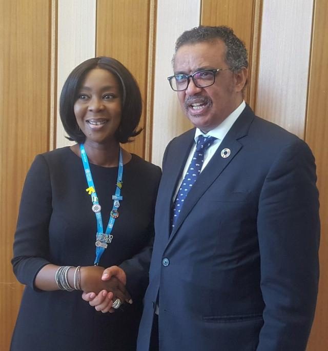 Toyin Saraki welcomes new World Health Organization ‘State of Health in Africa’ Report 1 Mrs Saraki with Dr. Tedros, Director-General of the WHO