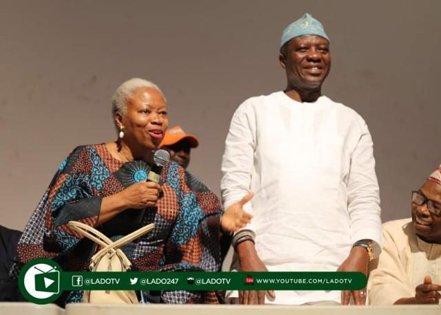 Princess Agboola Fisher-Thomas and Hon Sikirulai Ogundele at the Ogun PDP Ad-hoc Delegate Election