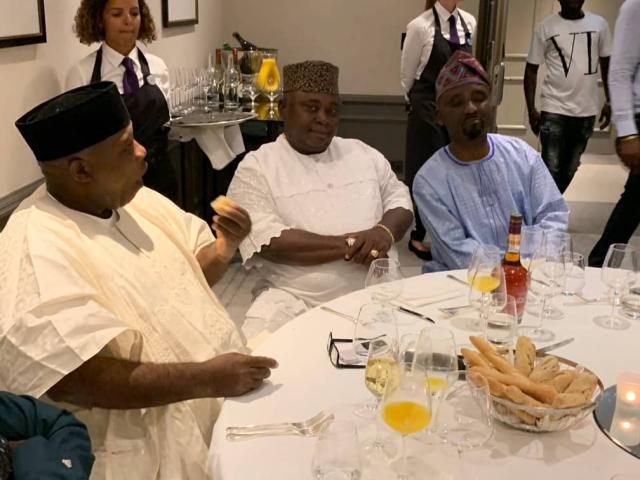 Dr Okupe (left) explains some issues to Hon Ladi