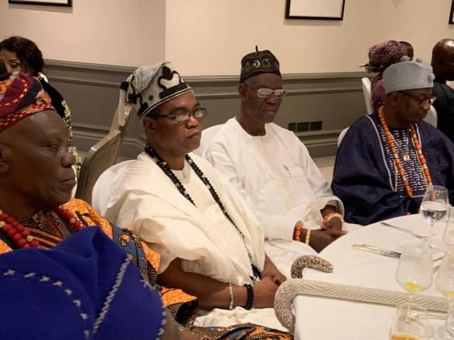 Left - HRH Oba Sikiru Adeyiga, Onirolu of Irolu seats with other kings from Remoland
