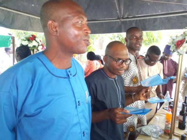 The celebrant's classmates, Mr Joseph Abel, Mr Abiola Ogungbayibi and her teacher, Mr Talabi