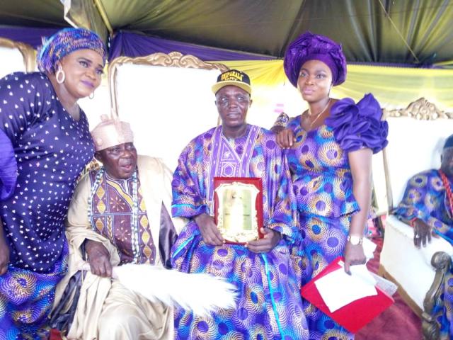 From Left - Princess Omolara Solarin; HRH Oba Oladele Ogunbade, Ologere of Ogere; the awardee, Omooba Sunday Solarin; and Princess Temitope Solarin