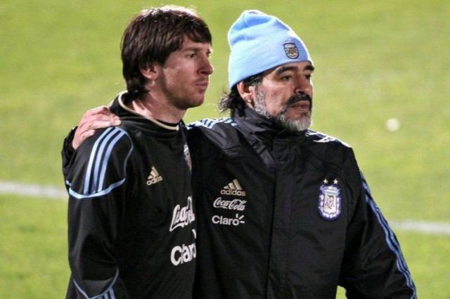 Lionel Messi and Diego Maradona