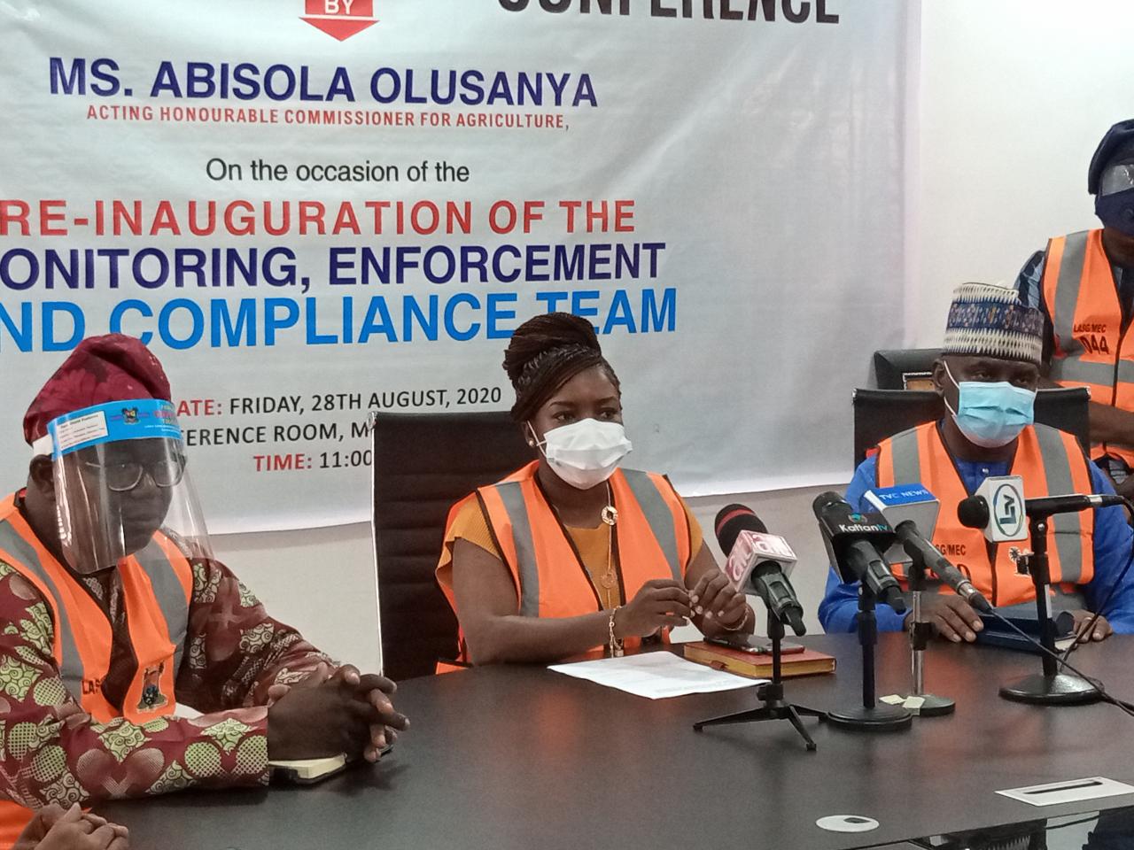 Lagos State begins Dislodgement of Illegal Slabs 1 State Acting Commissioner for Agriculture, Ms. Abisola Olusanya at the re-inauguration of the Ministry's Monitoring, Enforcement and Compliance Team Meeting 28th August 2020