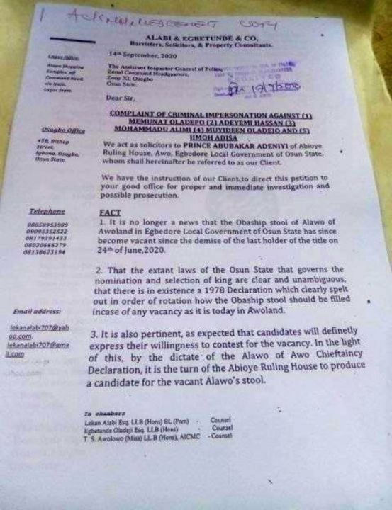 AIG Letter for Alawo Stool Saga