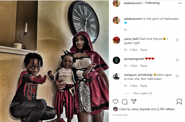 Olamide's partner, Adebukunmi and their kids