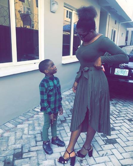 Shola Ogudu and her son