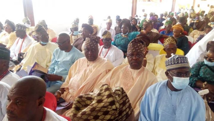 Cross section of guests at the installation ceremony of Oladipupo and Adenike Adebutu as Lisa Aje Egba and Erelu Lisa Aje Egba at Ake Palace