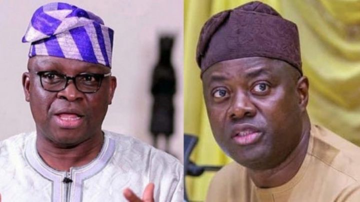 Former Ekiti State Governor, Ayodele Fayose and Governor Seyi Makinde Of Oyo State