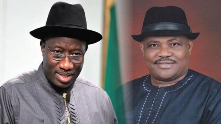 Former President Goodluck Jonathan and Rivers State Governor, Nyesom Wike