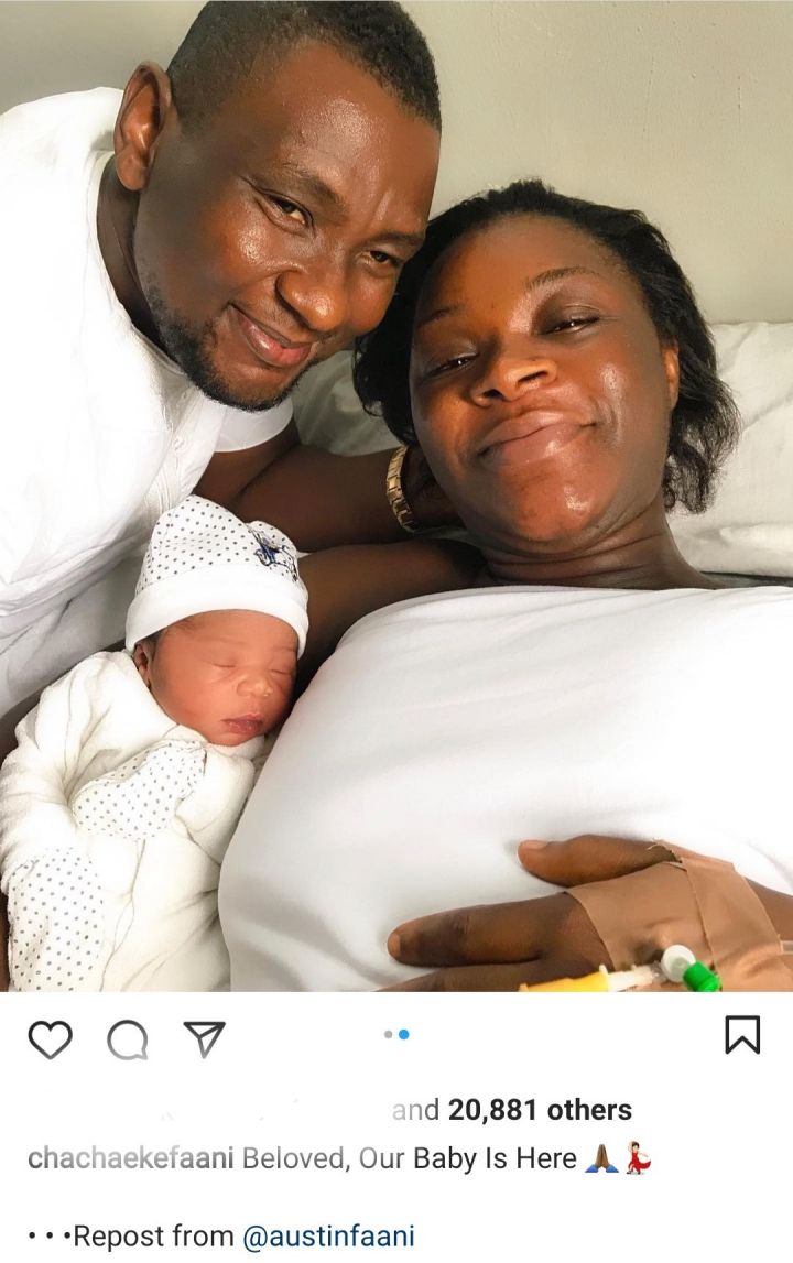 Chacha Eke-Faani, Husband Welcome Their 4th Child 1 Chacha Eke-Faani and husband, Austin Faani