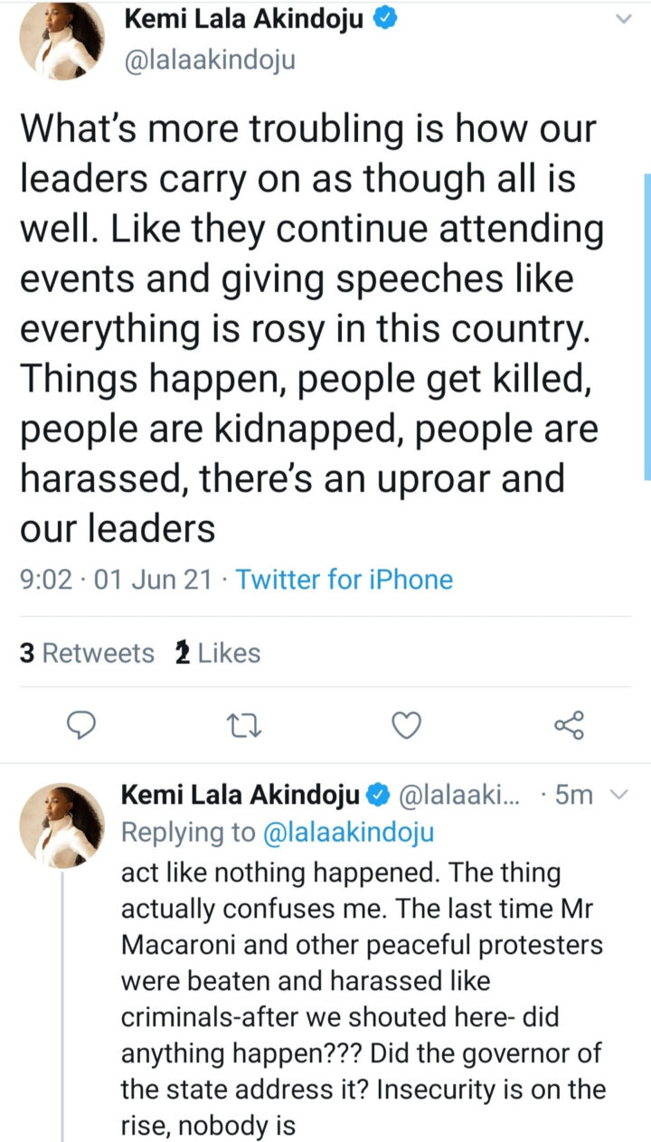 Our Leaders Are Still Partying Amid Nigeria's Insecurity Problem - Lala Akindoju 2 Lala Akindoju