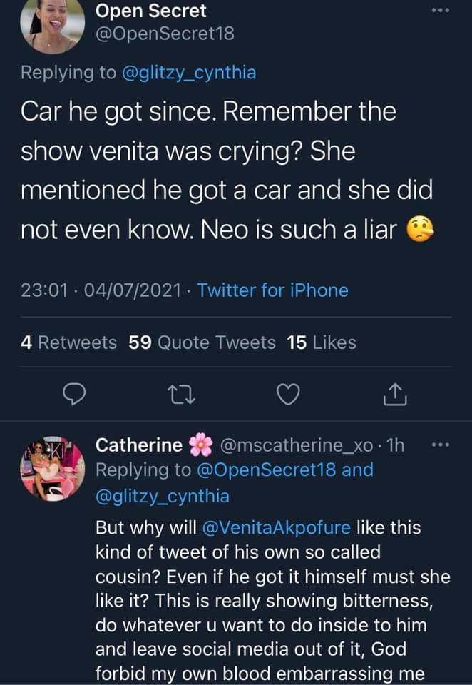 Venita Hints That Neo Bought A Car Without Telling Her 2 Venita Akpofure