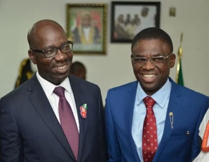 Governor Godwin Obaseki with His Deputy, Philip Shaibu