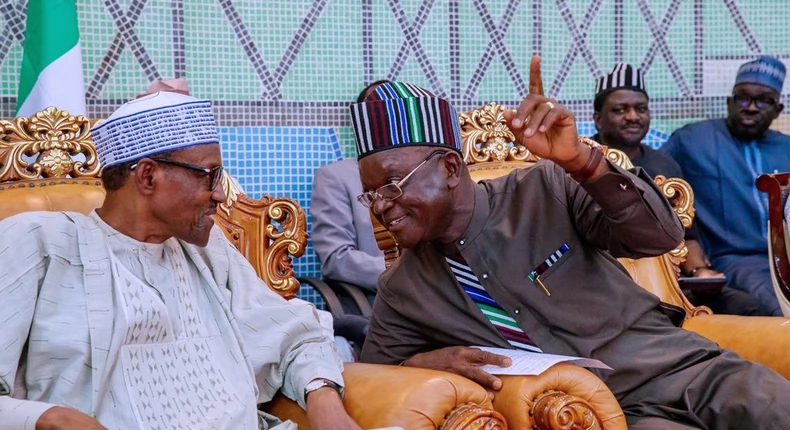 Benue State governor, Samuel Ortom, with President Muhammadu Buhari