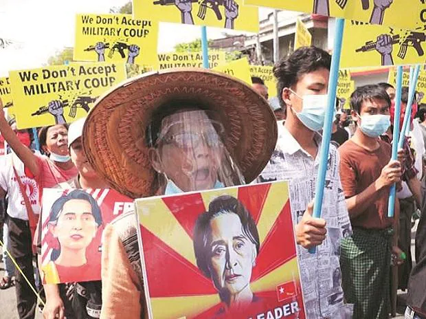 Civilians Protest in Myanmar