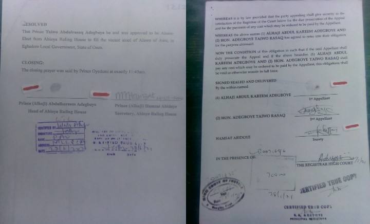 Alleged Forged Letter by Taiwo Adegboye