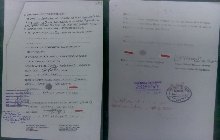 Alleged Forged Letter by Taiwo Adegboye