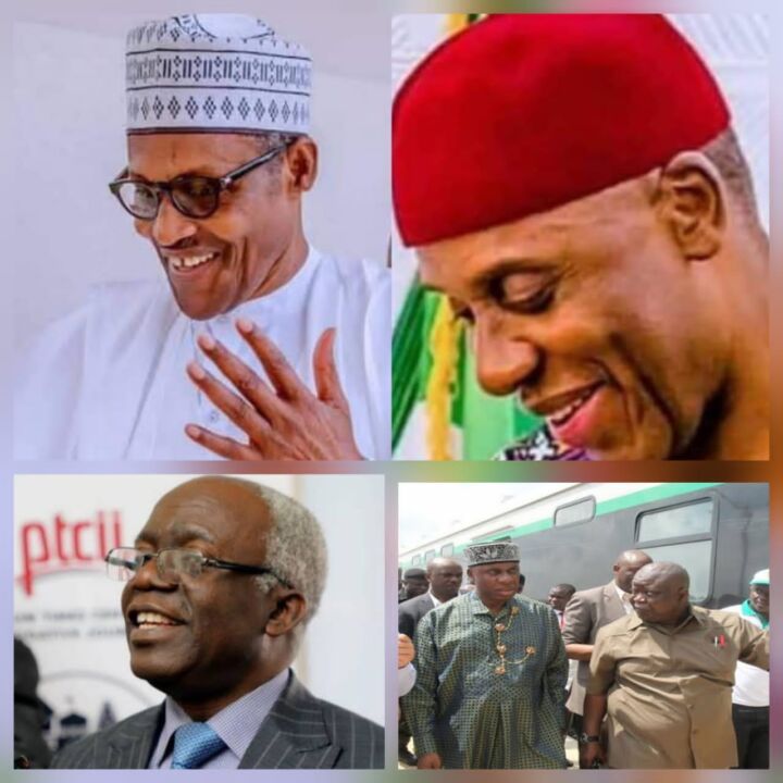 President Muhammadu Buhari, Femi Falana SAN, and Transport Minister Rotimi Amaechi