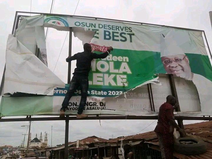 Osun PDP Primaries: Mob Destroys, Sets Ablaze Adeleke’s Billboards 1 Ademola Adeleke Campaign Billboard