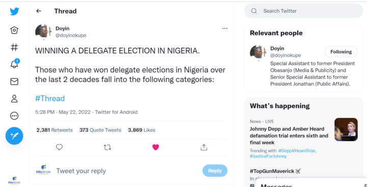 Dr Doyin Okupe on Winning a Delegate Election in Nigeria