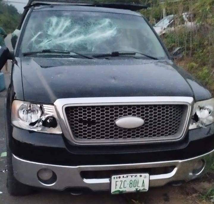 An Hilux Vehicle belonging to Rivers APC Campaign Rally Attackers