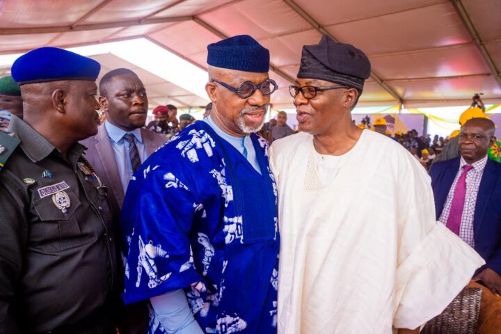 Governor Dapo Abiodun with Otunba Gbenga Daniel at the Maiden flight event of Ogun Gateway International Agro Cargo Airport