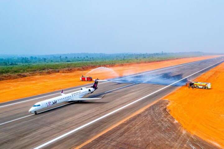 Valuejet as first commercial flight landing at the Maiden flight event of the Gateway International Agro Cargo Airport