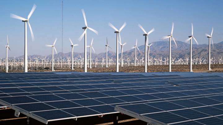 Different Types of Renewable Energy - Solar and Wind Farm