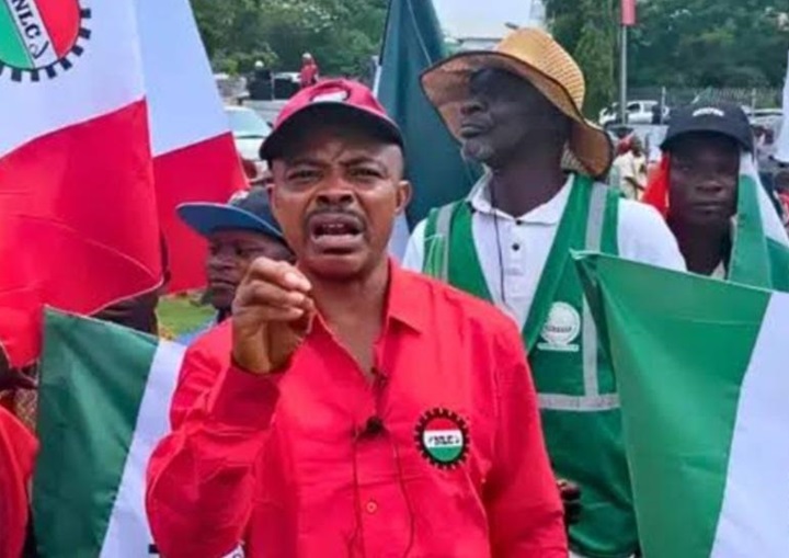 Nigerian Labour Congress (NLC) Chairman, Joe Ajaero with Members