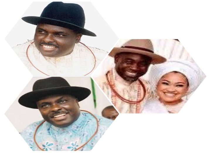 Chief James Onanefe Ibori, Alema of Warri, High Chief Emmanuel Oritsejolomi Uduaghan and wife, Senator Natasha Akpoti-Uduaghan